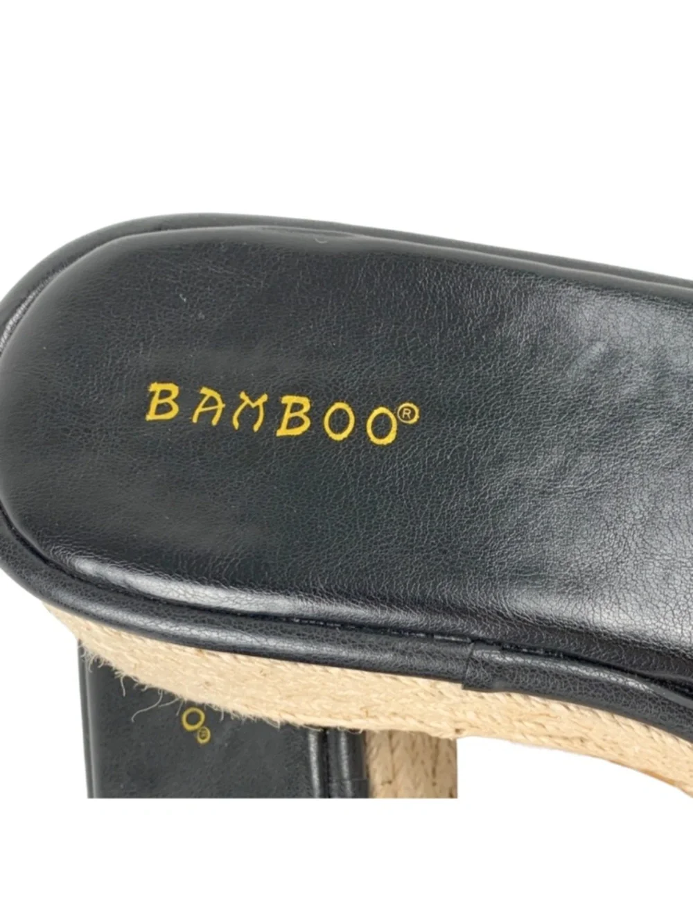 BAMBOO Black Scrunched Wedge Sandals Women's Size 8.5 Boho